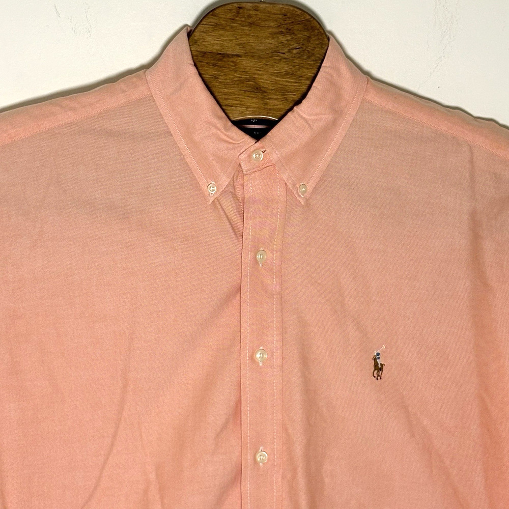 Polo Ralph Lauren Oxford Shirt Mens Size XL Orange Button Long Sleeve Flesh Pony